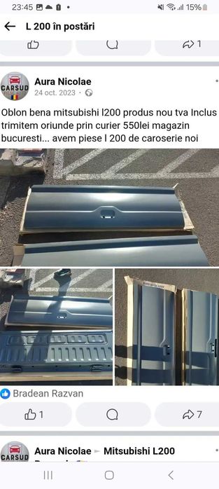 Mitsubishi l200  bara oblon bena far aripa stop  piese de caroserie