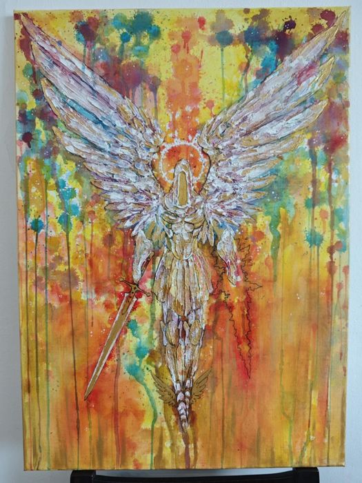 Картина смесена техника Архангел