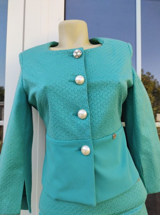 Taior Compleu Sacou Fusta Elegant Office Turcoaz Elastic