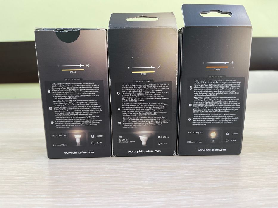 Philips Hue LED крушки –E27 White 9W 2× GU10 White Filament E27 A60 7W