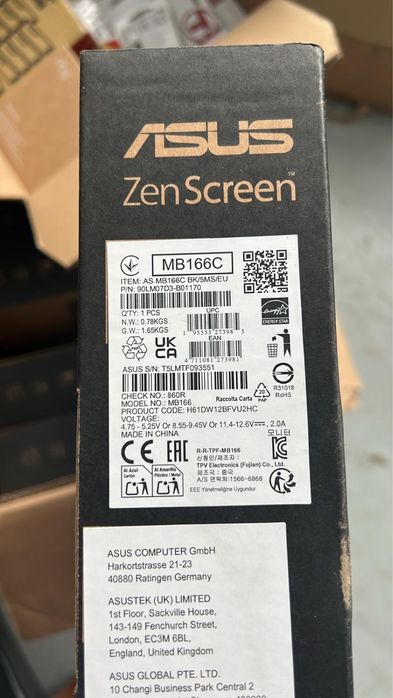 Monitor asus senscreen MB166C nou sigilat 15.6” usb C