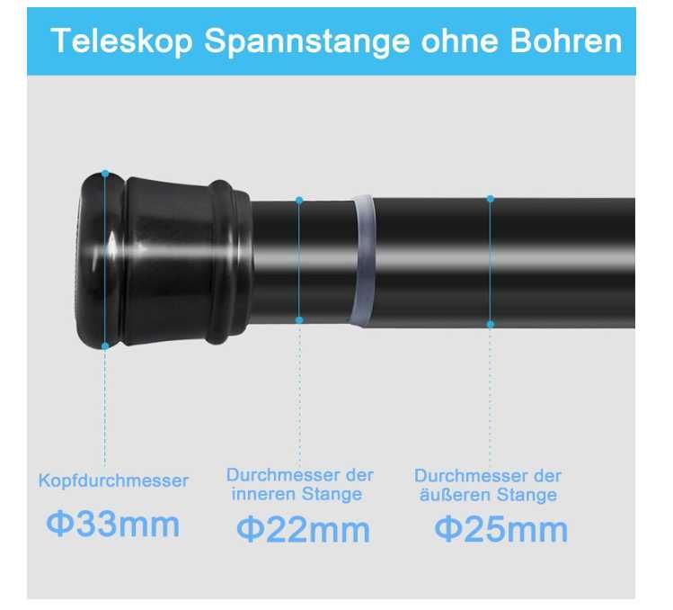 Bara Telescopica fara Gaurire pentru Perdea, NOUA