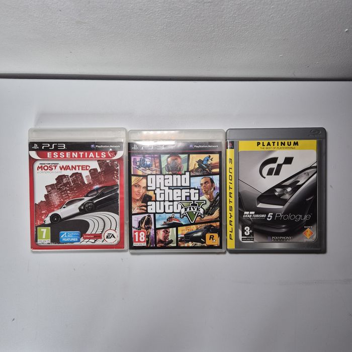 Lot 3 jocuri PS3 – GTA V, NFS Most Wanted, Gran Turismo