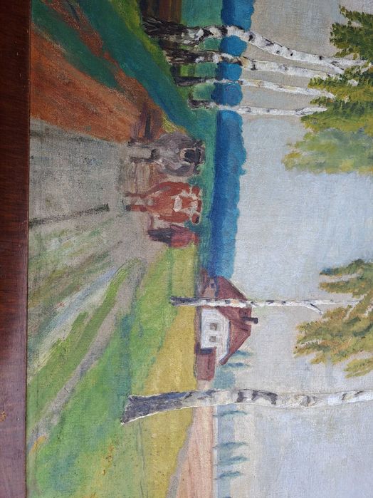 tablou vechi pictura pe pfl 62/74 cm, semnat Alfred Dunz