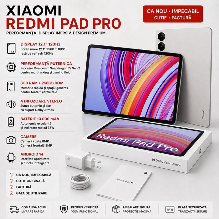 Tableta 12 inch. Xiaomi Redmi Pad Pro