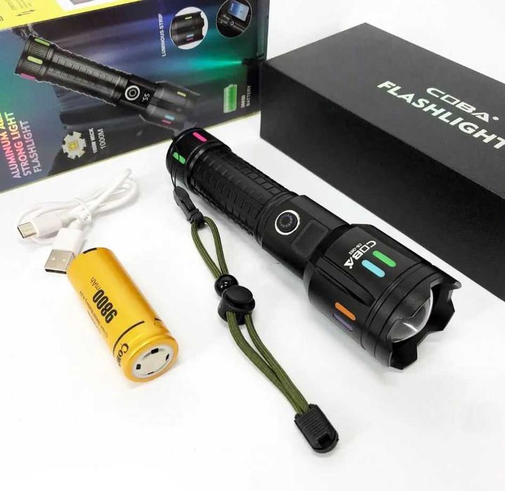 Алуминиев LED фенер COBA, USB Type-C, 5 режима на светене (CB-G62)