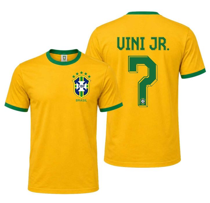 Футболна фланелка Бразилия Винисиус Vini Jr 7 Brasil мъжка тениска размери С М ХЛ ХХЛ жълта фланелка