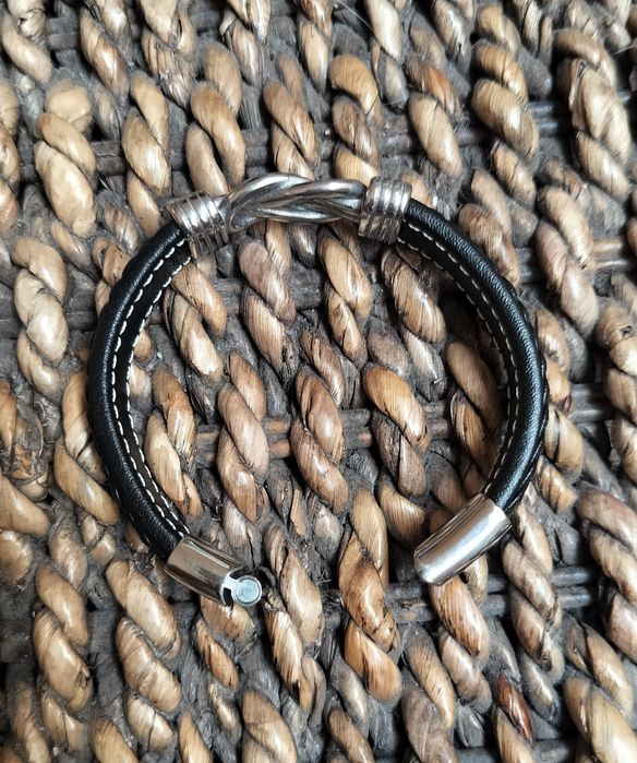 Bratara barbati, piele + otel