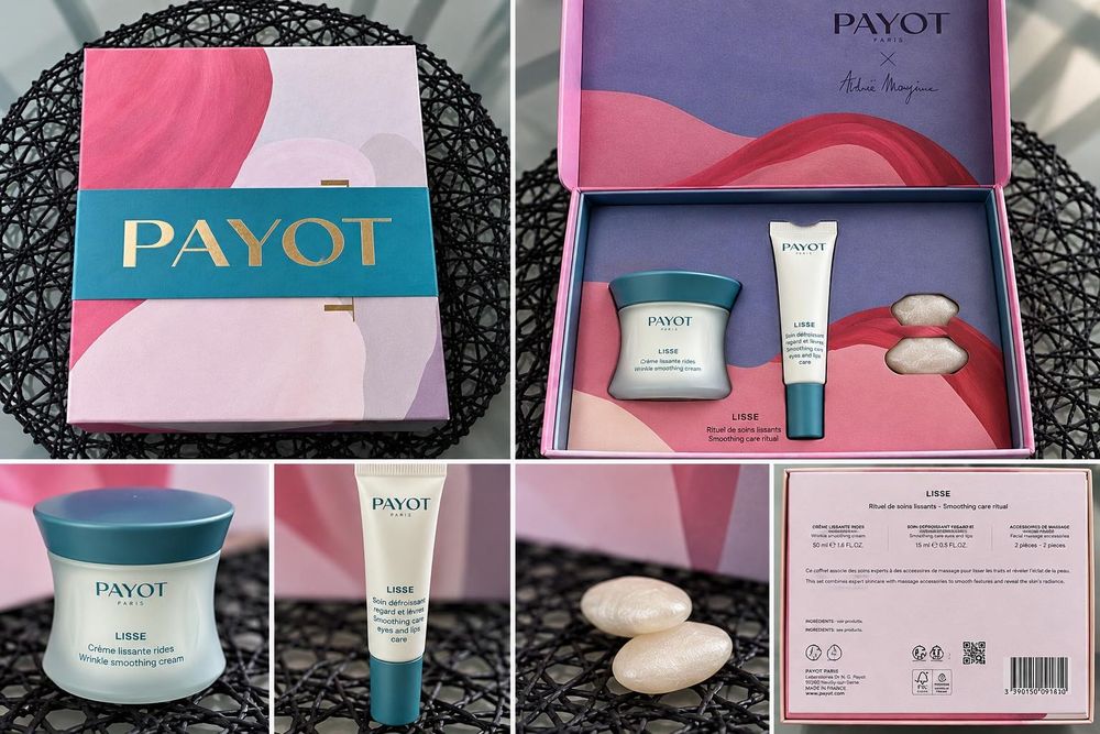 Комплект Payot с дневен крем, крем за очи и гуа ша