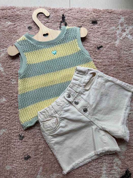 Сет от къси панталони и плетен топ. Марка Зара, размер 5 години.