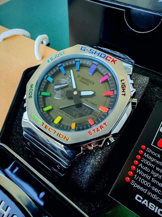 нов часовник Casio G-Shock Rainbow silver , Касио