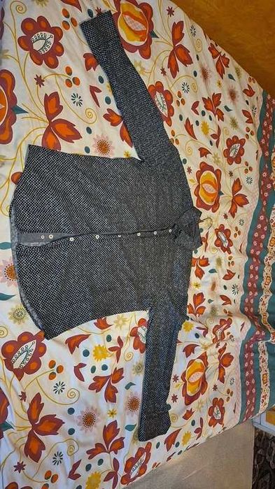 Cămașă bărbătească Don MenFashion Corner, negru cu gri și buline albe