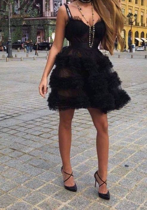 Официална къса черна рокля AVIN