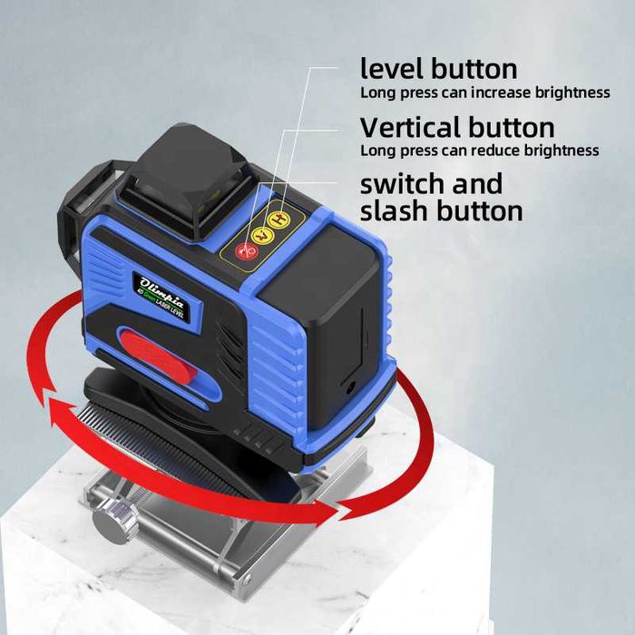 Nivela laser OLIMPIA 4D, 16 linii, laser verde, 2 baterii