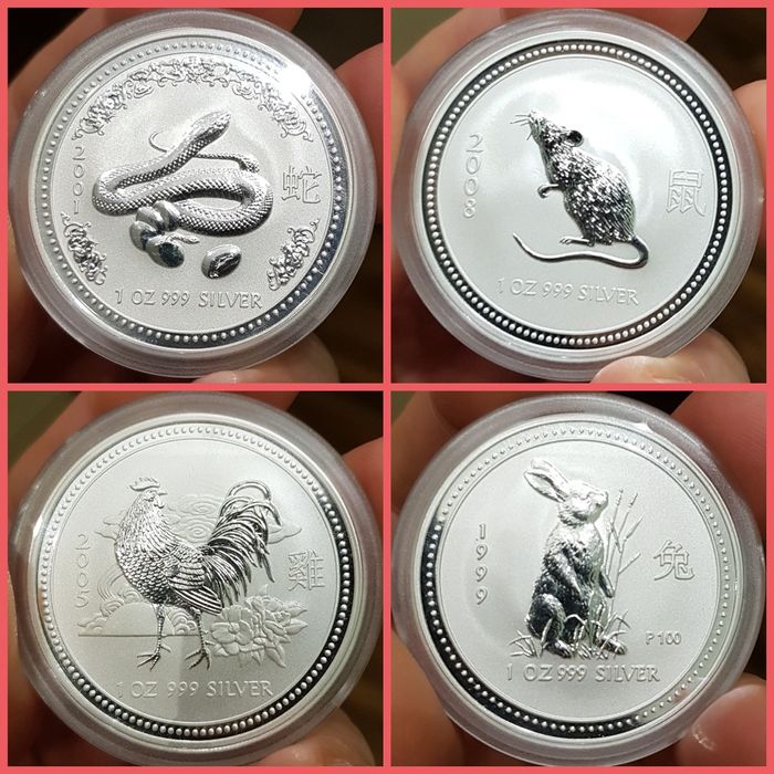 Perth Mint Lunar 1 si 2 complete monede lingou argint 999