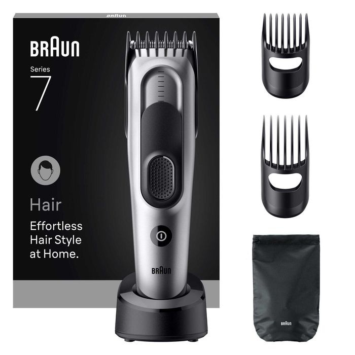 Aparat de tuns Braun Seria 7 HC7590, +5 accesorii de tuns, 17 setari de lungime, blocare a setarilor recente, autonomie 50 Min, rezistent la apa -