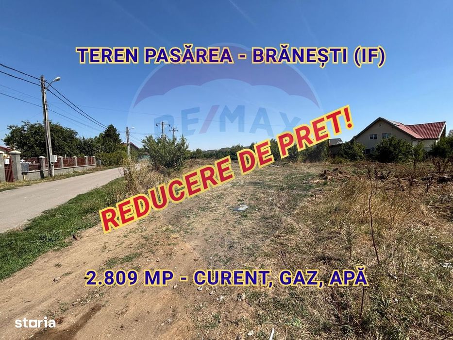 Teren 2.809 mp în Pasărea-Brănești | Dublă deschidere, rezidențial