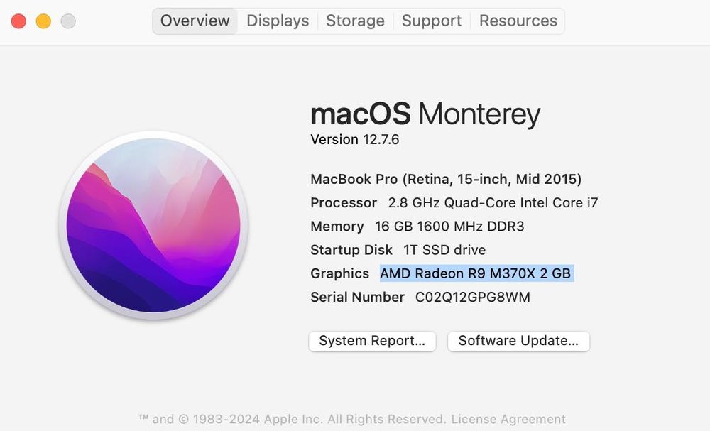 MacBook Pro 15' inch,16G RAM, 1TB SSD,i7,Dual Graphic Card, mid 2015