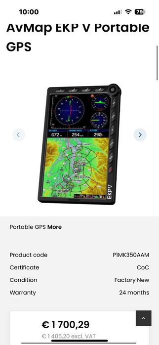 Gps aviatie, avion, AvMap EKP V, pachet full, cockpit dock, antena GPS