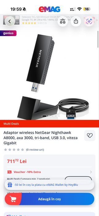 Adaptor USB Wireless Netgear A9000 Nighthawk WiFi 7
