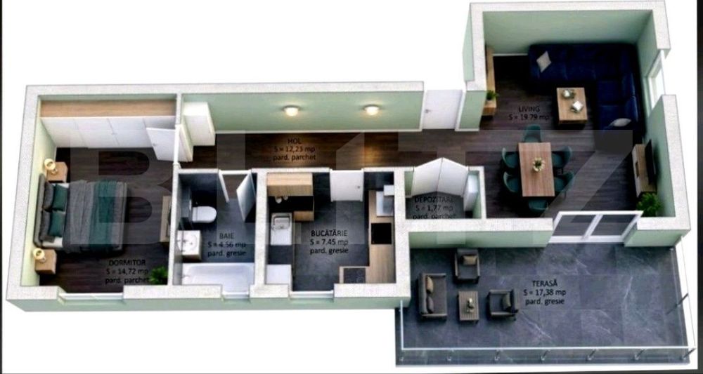 Apartament 2 camere, 60.52 mp, zona de Nord