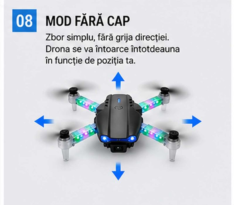 Mini Drona Pliabila Light Edition cu Camera Duala HD, Wi-Fi FPV si 2 Baterii – Raza de Control de pana la 100m