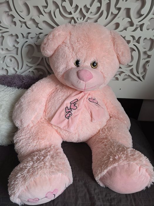 Голям плюшен мечок с шал Love, 120см, мек, розов