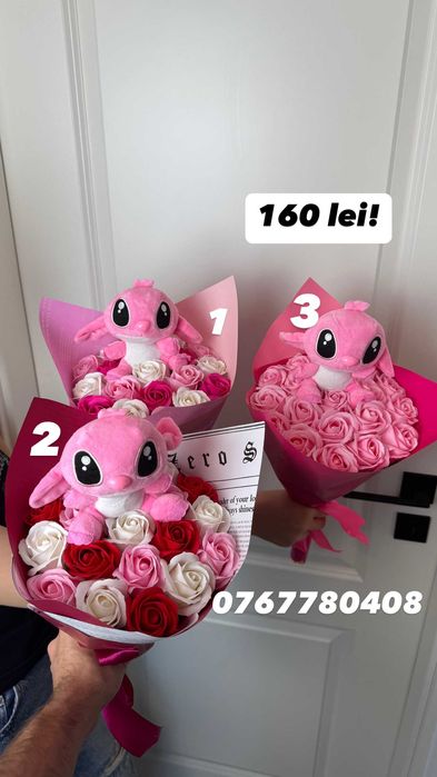 Buchet Stitch Roz Mare trandafiri sapun