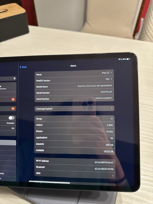 Apple Ipad Pro 12,9” 4th GEN 2020 Wi fi 256 Gb, Space Gray