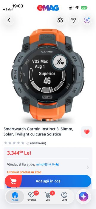 Garmin instinct 3. 50mm. Solar. Special edition