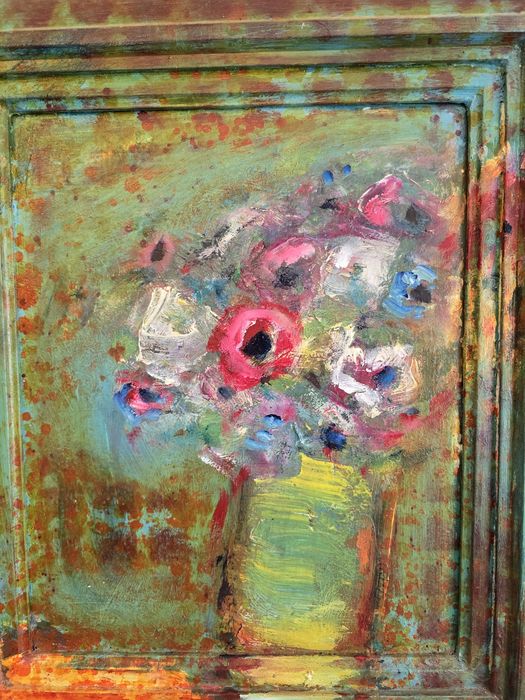 Pictura Anemone artist Murivale ulei pe carton 2021
