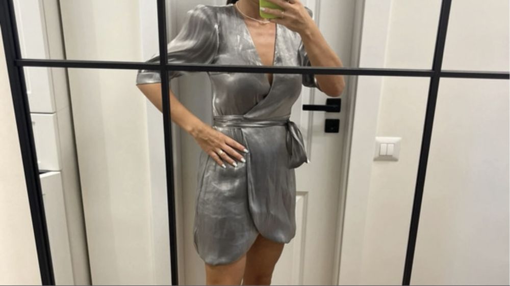 Rochie metalica argintie Zara