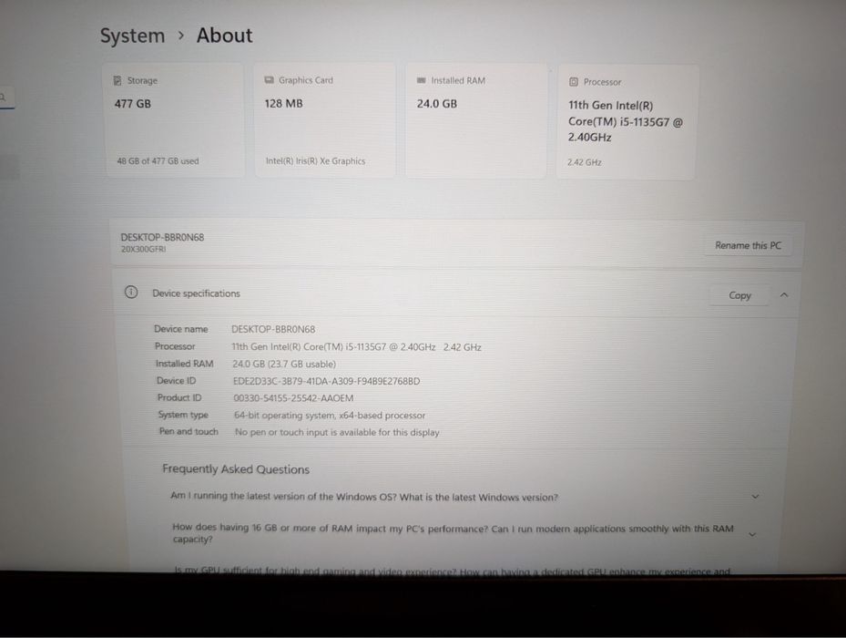 Lenovo ThinkPad L15 Gen 2 i5 1135G7/24GB RAM/SSD 480GB бизнес лаптоп