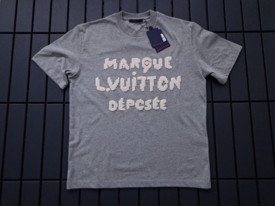 Мъжка тениска Louis Vuitton Embroidered Signature T shirt grey