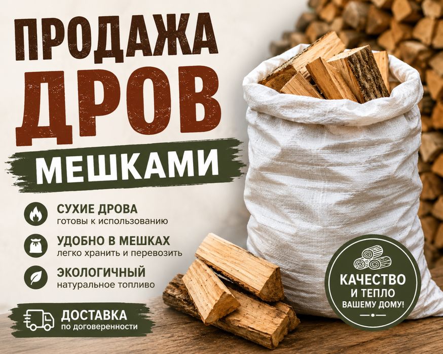 Дрова мешками Доставка