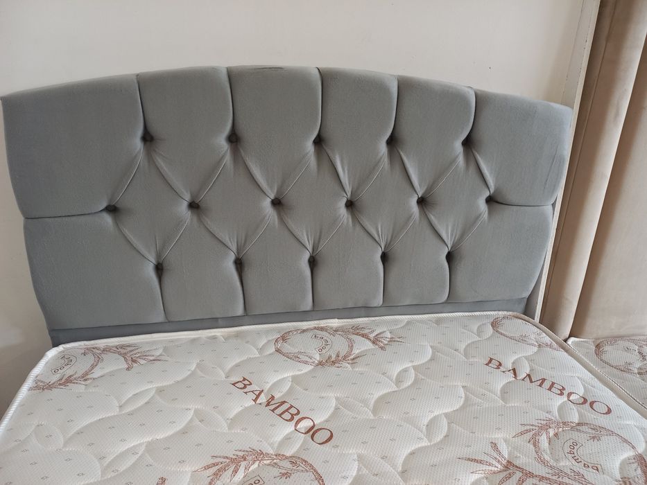 Pat Tapitat SERRA+Saltea 120x200 Cadru+somiere metalice