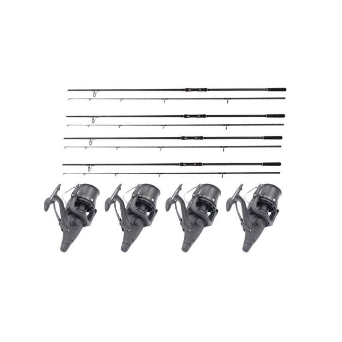 Set 4 Lansete crap Adrena lungime 3.90 metri echipate cu 4 Mulinete