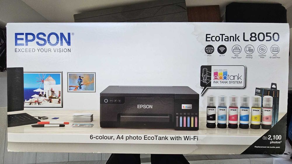 NOU Imprimantă foto Epson A4 EcoTank L8050 Wifi (Cartuse de mare capacitate)