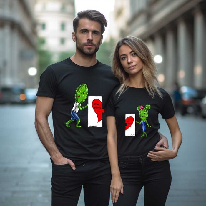 Забавни тениски за двойки, еднакви тениски