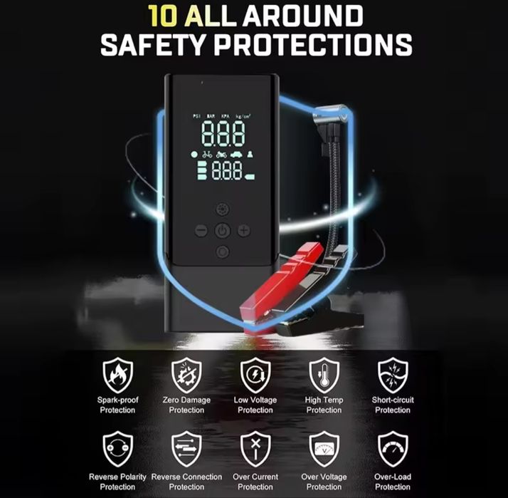 Бустер, Powerbank, Помпа за топки, Компресор за гуми, Фенер