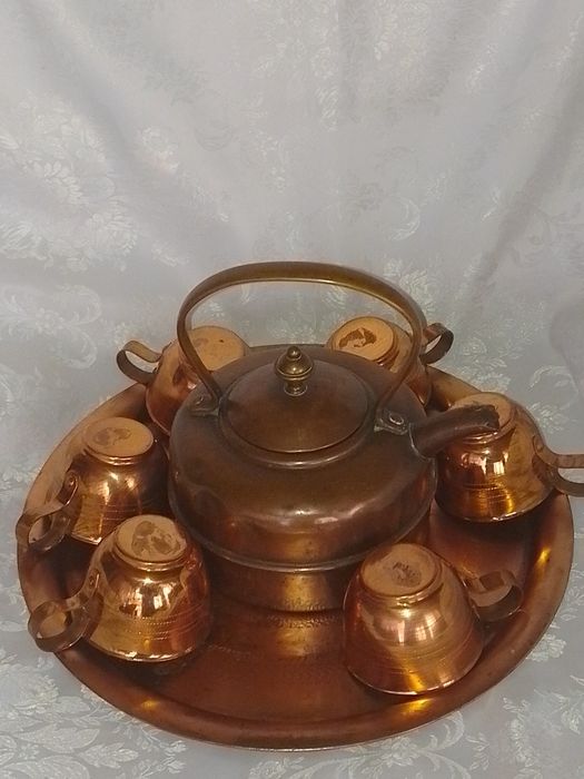 Стари Медни  Съдове за - Чай, Кафе , Ракия - 8 части