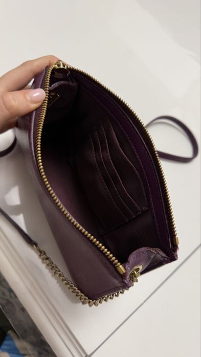 Чанта Furla Luna S цвят патладжан