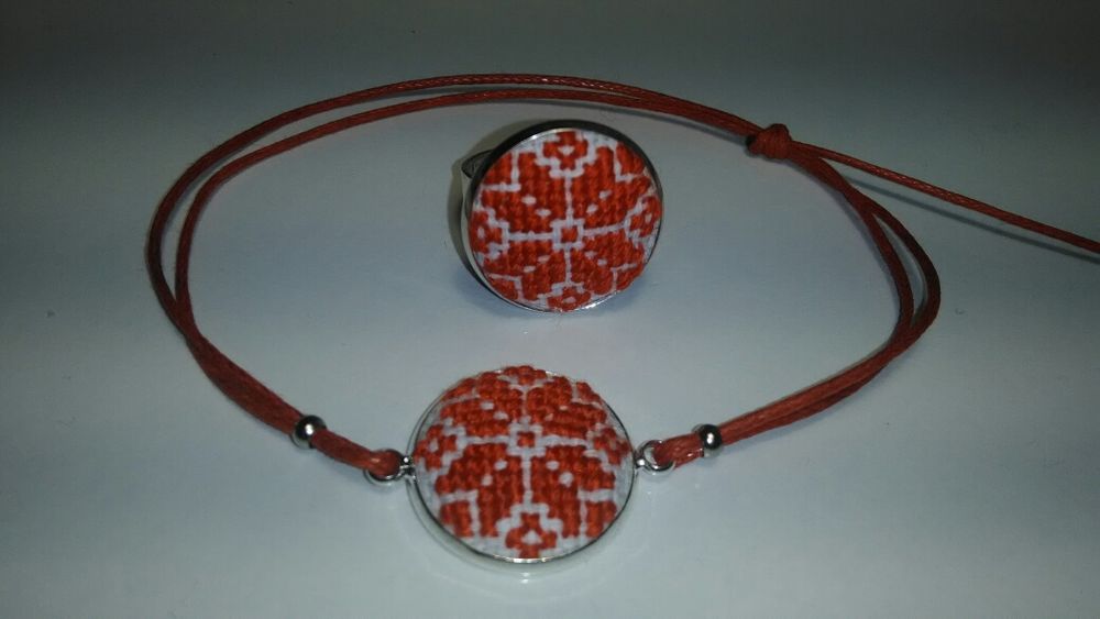 Бижута с шевици ръчна изработка колие пръстен, гривна, обеци, комплект