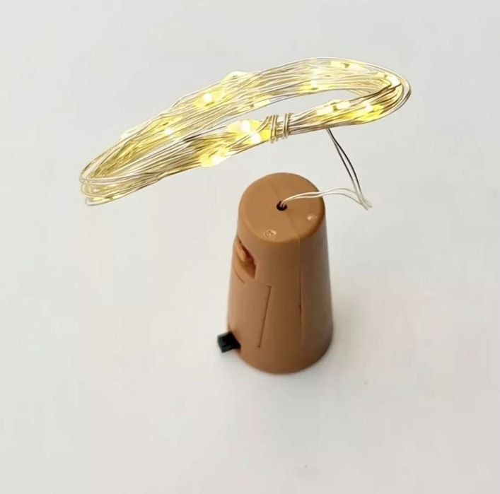 2 x Светеща Тапа за Бутилка с LED Гирлянд Декор