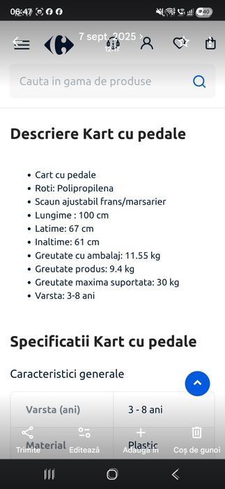 Kart cu pedale pentru copii 3-8 ani
