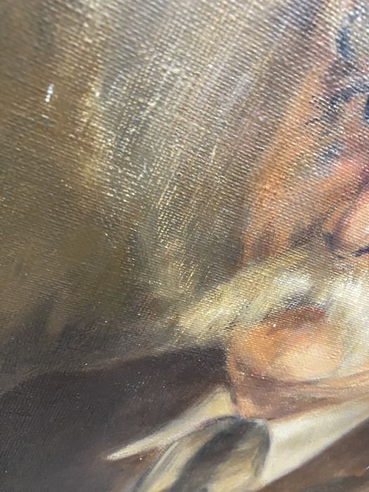 Стара френска картина портрет маслена картина платно