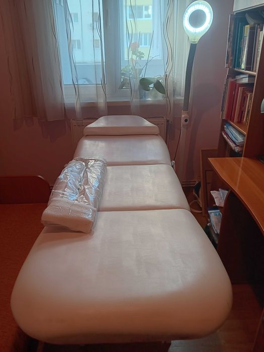 Vand Pat-Fotoliu Profesional 2 in 1 Reglabil, pentru Cosmetica, Masaj,Tatuaj cu lampa cu lupa.