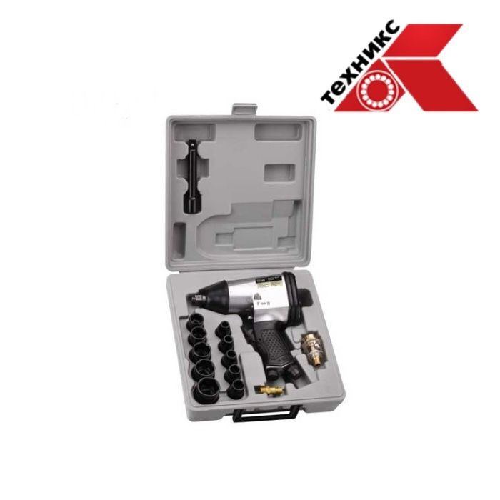Комплект пневматичен ударен гайковерт с вложки 1/2", 17 части