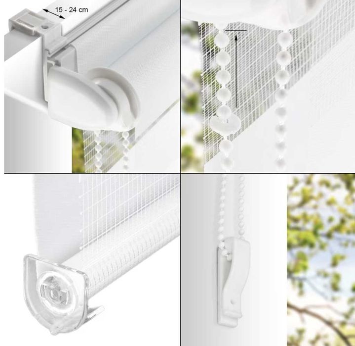 Щори ECD  Ролетни, Текстилни, Двойни, Без пробиване-цветове и размери