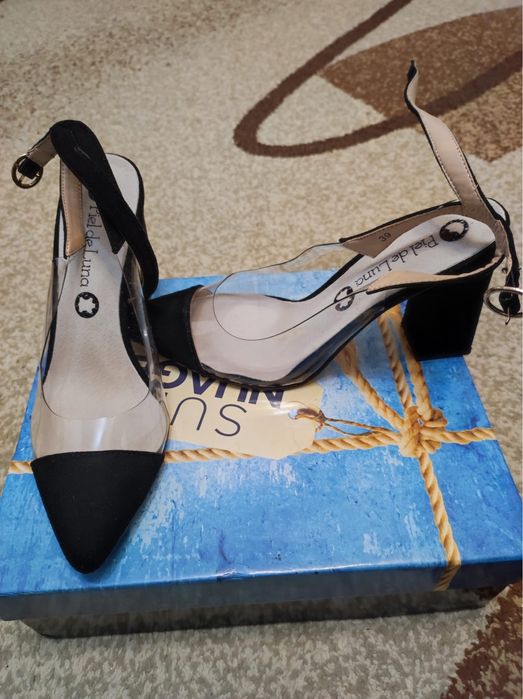 Pantofi cu toc dama piele naturala